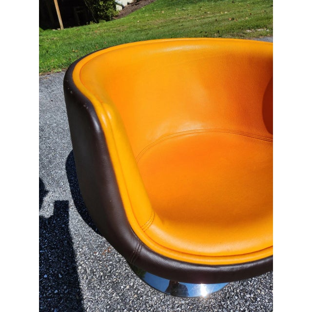 1960s MidCentury Modern Leather Swivel Chair Chairish