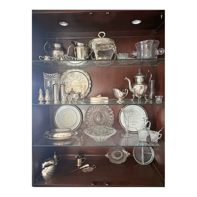 1980s Silverplate, Brass, Glass & Crystal Tableware and Serving Collection - 46 pcs For Sale