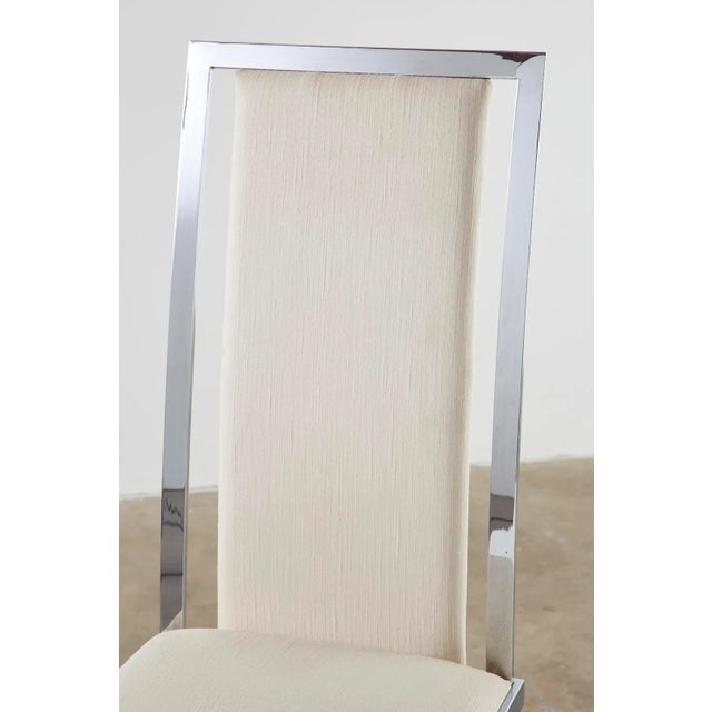 Set of Six Pierre Cardin Flat Bar Chrome Dining Chairs For Sale - Image 9 of 13