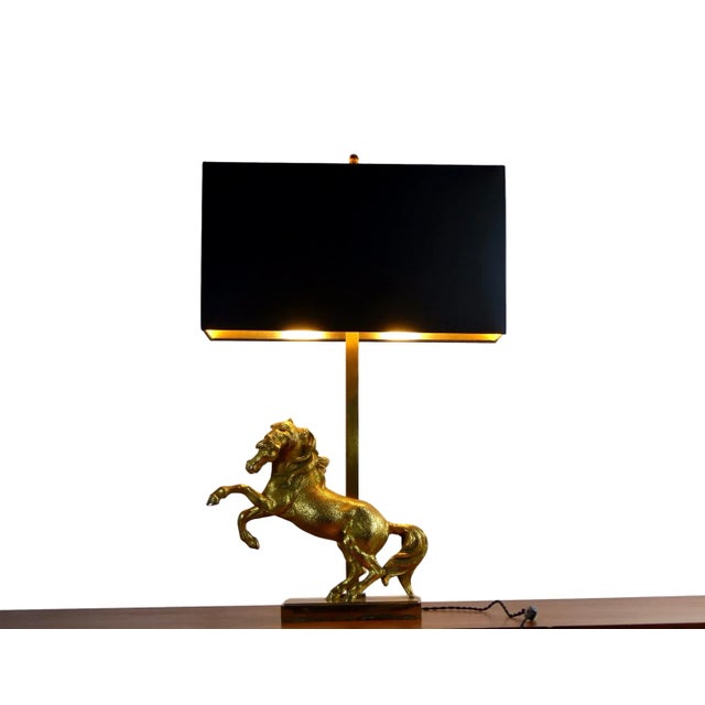 Metal Gilded Horse Table Lamp, 1960s For Sale - Image 7 of 7