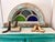Antique Indian Teak and Cathedral Glass Overdoor Lunette, First Half of the 20th Century, 1920s For Sale - Image 3 of 15