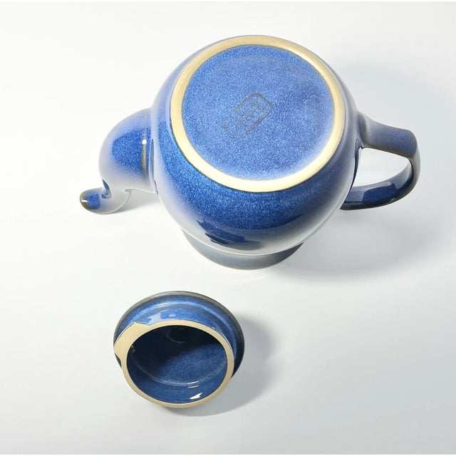 1990s Denby “Imperial Blue” Stoneware Teapot & Lid For Sale - Image 4 of 5