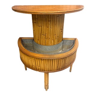 Vintage Rattan Table With Planter or DryBar For Sale