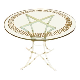 1970s Palm Beach Regency Faux Bamboo Entry or Dining Table For Sale
