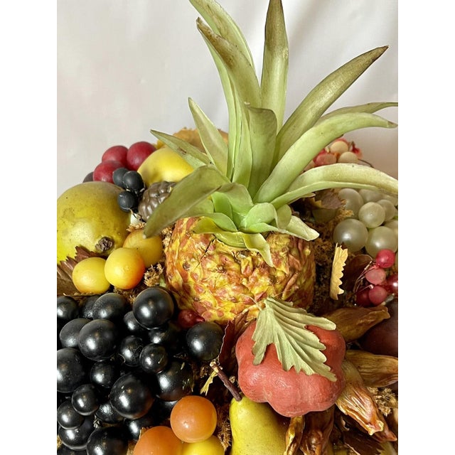 19th Century LARGE Antique Victorian Mantel Clock Glass Dome WAX FLOWER BASKET Rare Folk Art For Sale - Image 5 of 18