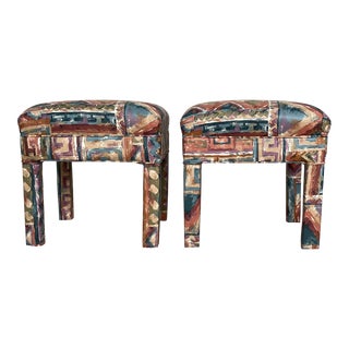 Vintage Upholstered Parsons Stools - a Pair For Sale