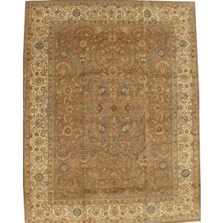Pasargad Home S. Antique Tabriz L. Brown Rug- 9'11" X 12' 9" For Sale