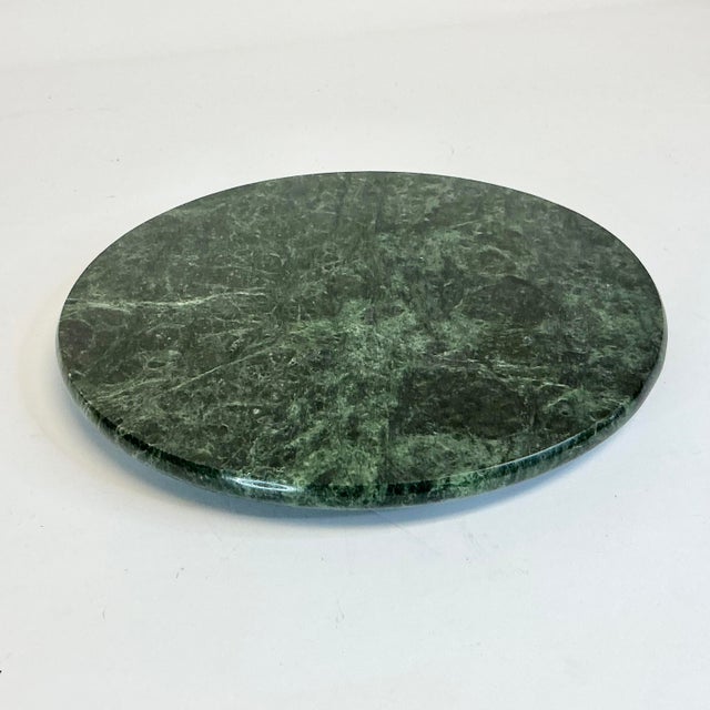 1970s Vintage Boho Chic Italian Green Marble Cheese Stone Serving Piece For Sale - Image 4 of 6