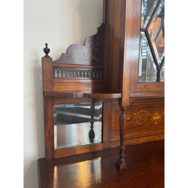 Late 19th Century Antique English Rosewood & Marquetry Chiffonier Server Buffet - 19th Century For Sale - Image 5 of 12