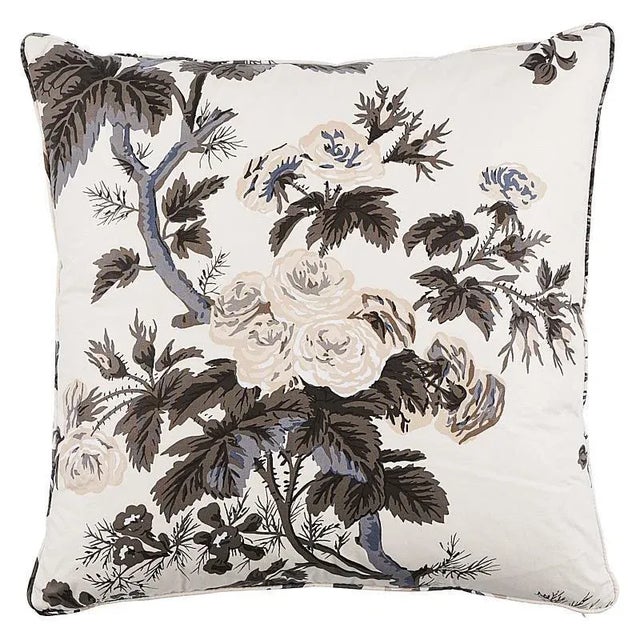 2020s Schumacher Pyne Hollyhock 22" Pillow in Charcoal For Sale - Image 5 of 5