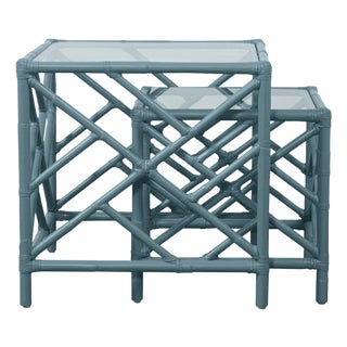 Chippendale Nesting Tables - Regatta Blue For Sale