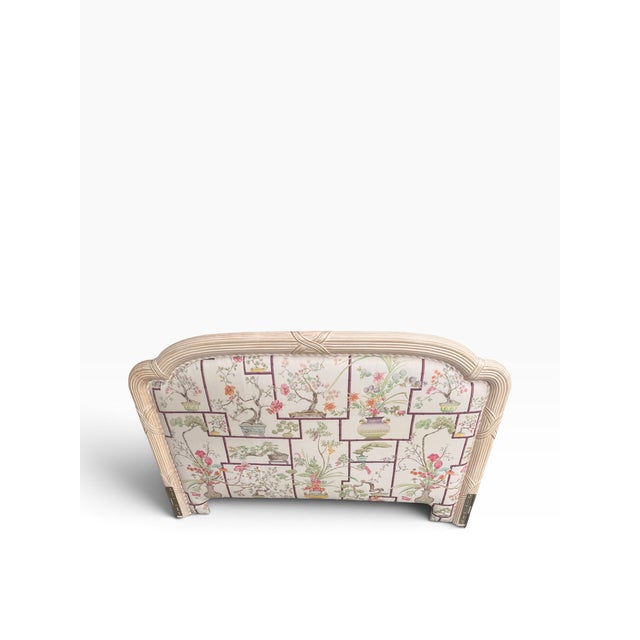 Vintage King-Size Chinoiserie Silk Upholstered Headboard With Carved Frame For Sale - Image 4 of 16