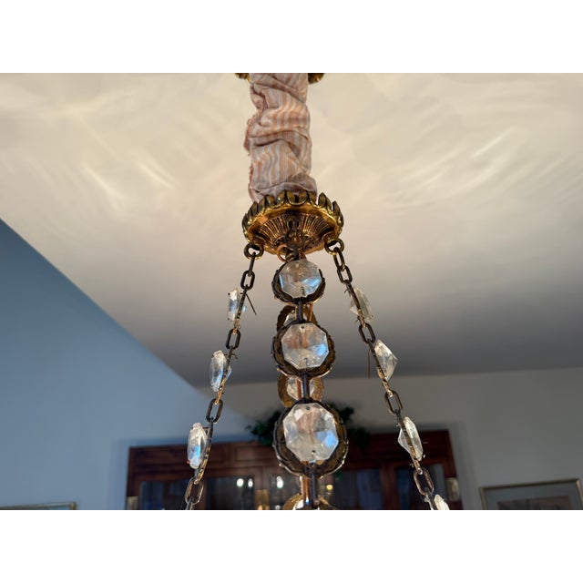 1930s 1930s French Empire Gilt Bronze and Crystal Chandelier With 8 Arms For Sale - Image 5 of 14