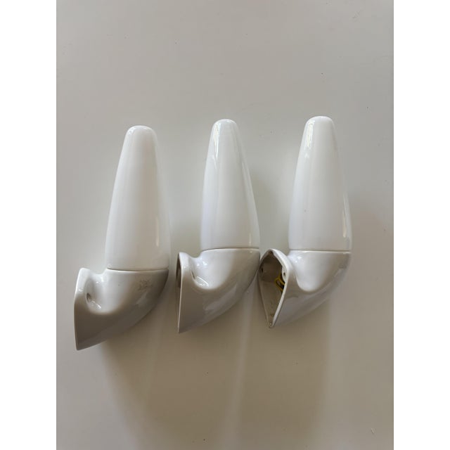 Sigvard Bernadotte Swedish Ceramic 6035 Wall Lights by Stig Carlsson for Ifö, 1950s, Set of 3 For Sale - Image 4 of 14