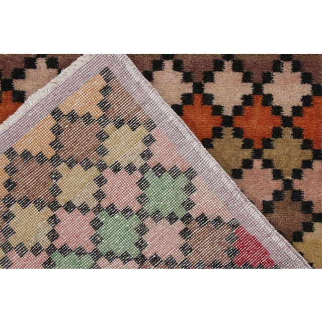 1970s 1960s Vintage Deco Rug in Multicolor Geometric Pattern For Sale - Image 5 of 6