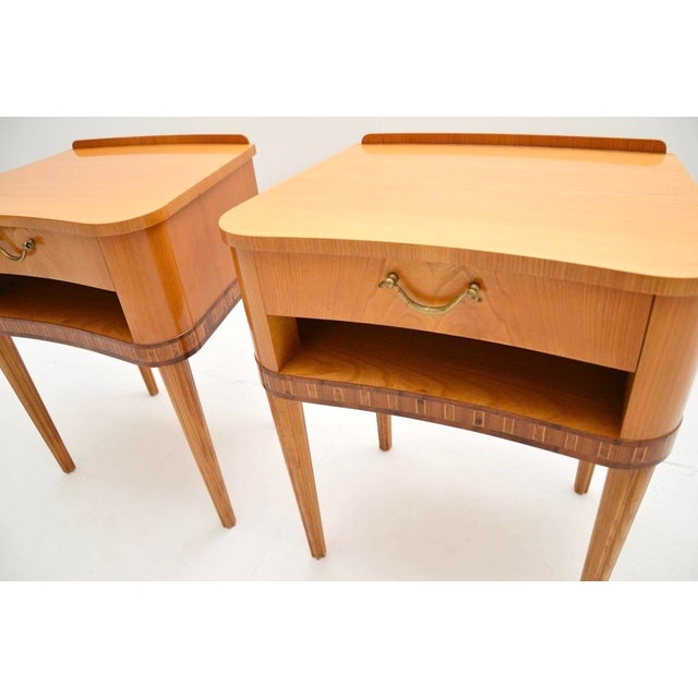Brown Vintage Swedish Elm Bedside Tables, 1950s, Set of 2 For Sale - Image 8 of 11
