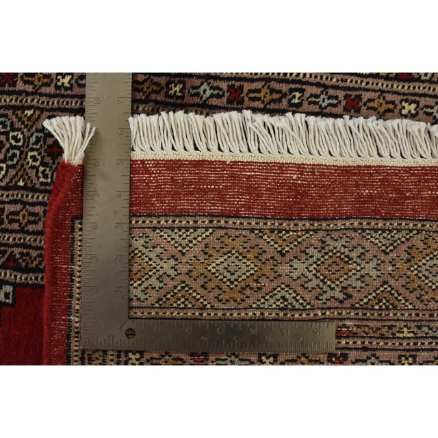 Bokhara Jaldar Rug 3’1” X 5’2” Red Wool Tribal Hand-Knotted Oriental Carpet For Sale - Image 11 of 11