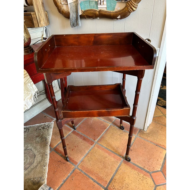 Early 20th Century Ferguson Bros. Tiered Patial Gilt Mahogany Folding Rafraichissoir Butler Tray Trolley For Sale - Image 11 of 16