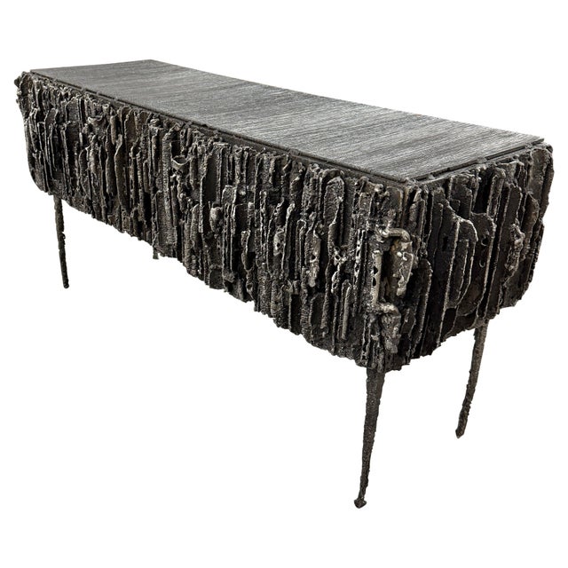 2021 James Bearden Brutalist Corinthian Cabinet in Plasma Carved Steel, Attributed For Sale - Image 9 of 18