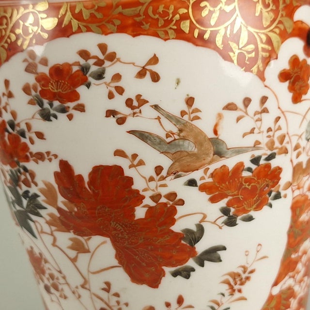 Red Antique Japanese Kutani Porcelain Vase Table Lamp, 1890s For Sale - Image 8 of 9