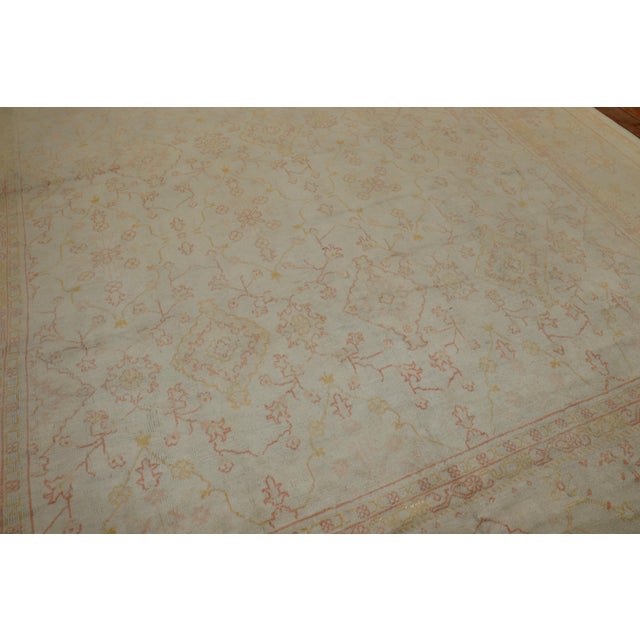 Feminine Pale Cream Antique Turkish Oushak Rug, 20th Century For Sale - Image 16 of 18