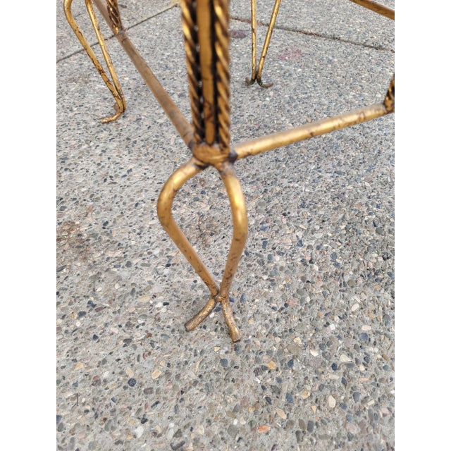 Vintage Mid Century Black Bench W Gold Metal Base Hollywood Regency For Sale - Image 9 of 12