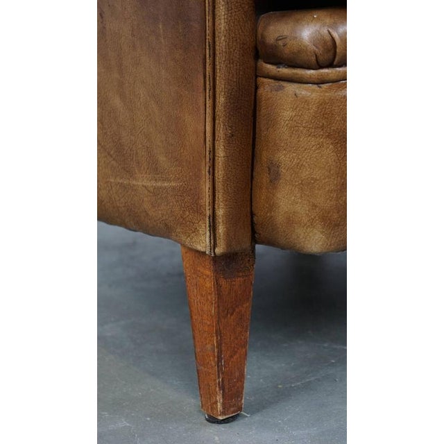 Light Cognac Cowhide Leather Club Chair For Sale - Image 11 of 13