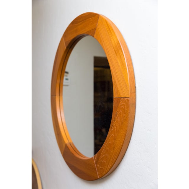 Pedersen & Hansen Viby J. MidCentury 31" Round Wall Teak Mirror Chairish