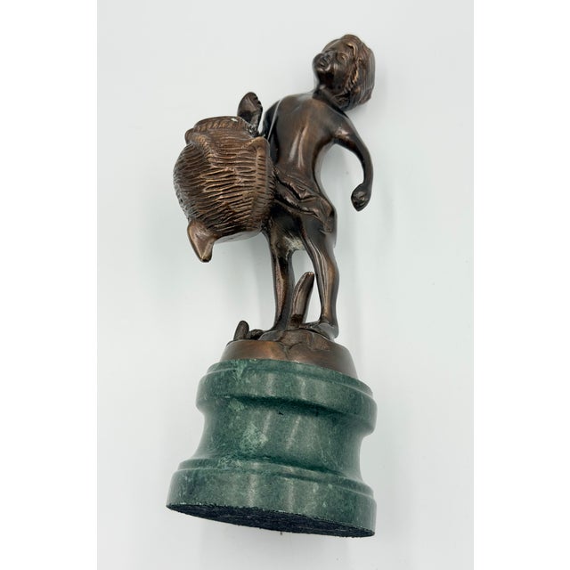 Early 20th Century Replica Auguste Moreau Bronze the Water Bearer Sculpture on Marble Base For Sale In Palm Springs - Image 6 of 7