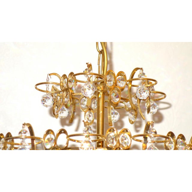 Metal Brass and Lead Crystal 5-Light Chandelier by Joska Bodenmais, 1970s For Sale - Image 7 of 11