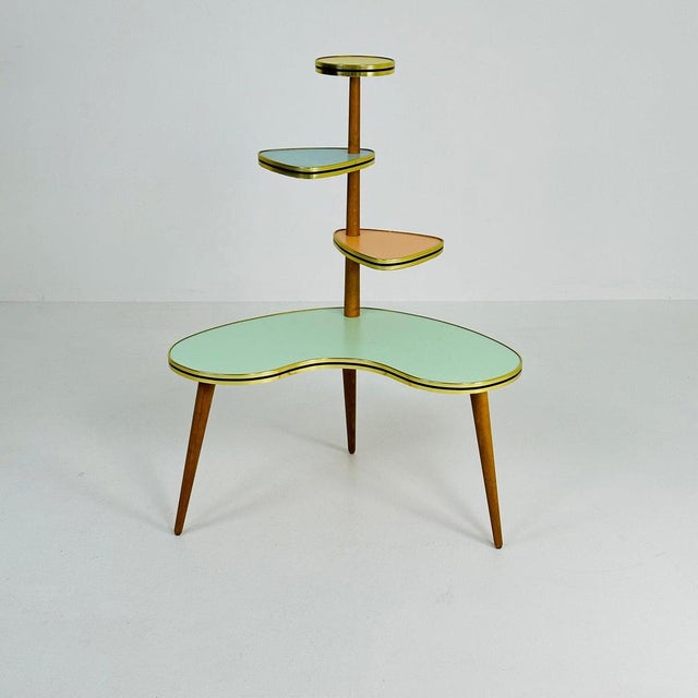 Big 1950s german plant stand, colorful vintage mid-century minimalist indoor plant stand side table retro flower table it...