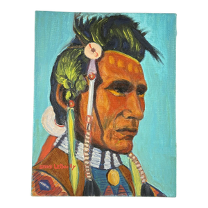 1970s "Spider – Blood Indian" – Original Blackfoot Warrior Oil Portrait by Steve LeBailly