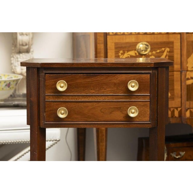 One of a Pair of English George III Style Mahogany Two-Drawer Side Tables For Sale - Image 4 of 5