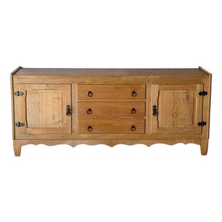Oak Low Sideboard Credenza With Ring Pulls Mid-Century Modern 1970s For Sale