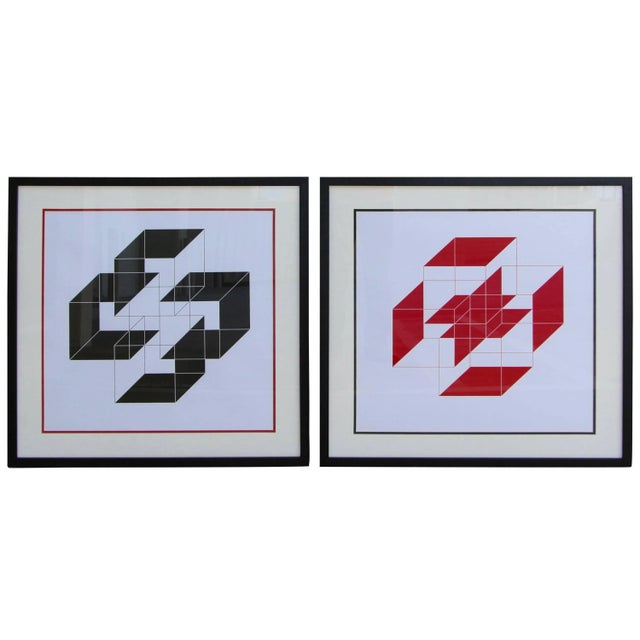 Op Pop Art Lithoggraphs Illegibly Signed - a Pair For Sale - Image 9 of 9