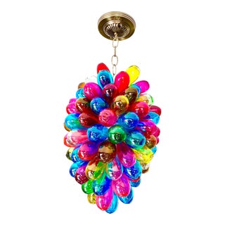 Handmade Candy Colors Light Fixture of Recycled Hand-Blown Glass For Sale