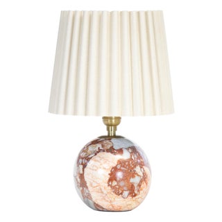 Giorgio Marble Mini Lamp, Natural Brass with Oyster Wave Pleat Shade For Sale