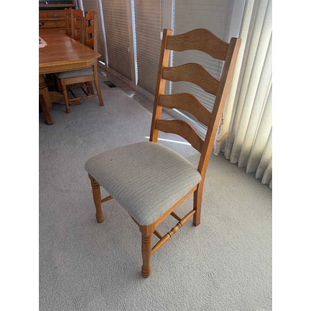 1990s Cherrico Solid Oak Expandable Dining Set With 10 Chairs For Sale - Image 11 of 12