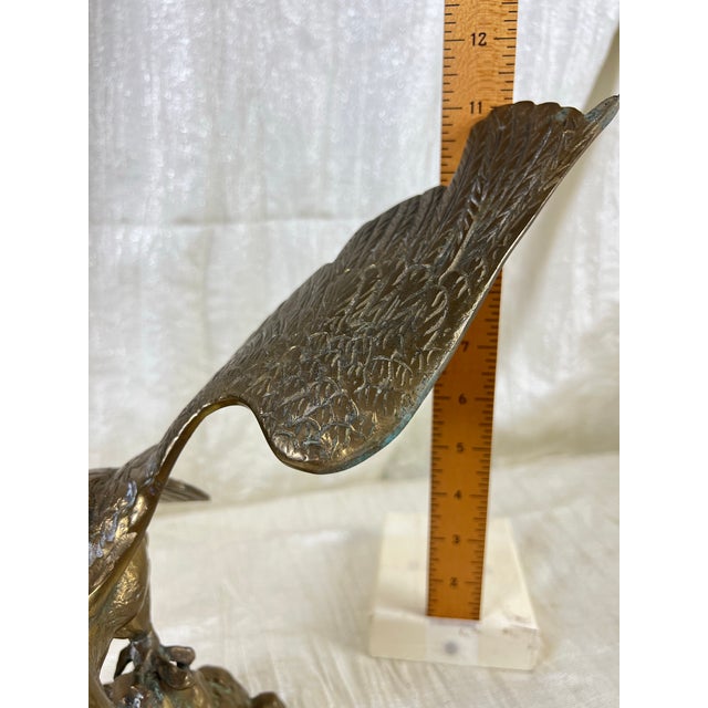 Vintage Solid Cast Brass Eagle Sculpture on Rocky Outcrop, 12” Tall For Sale - Image 10 of 11