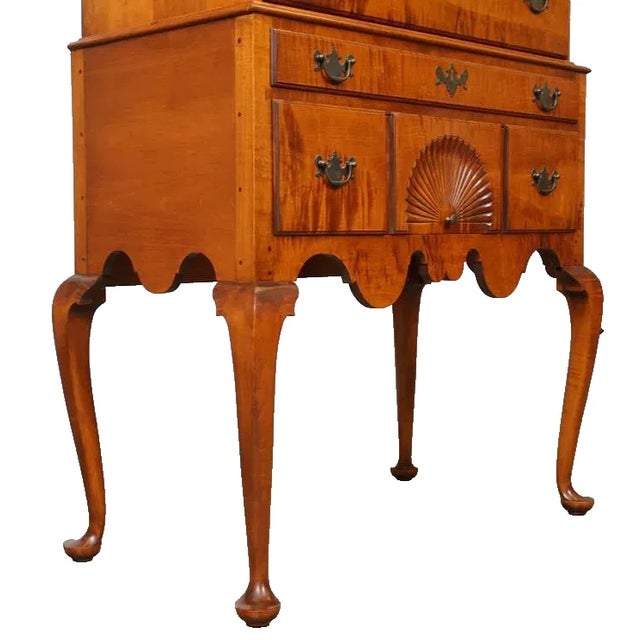 Tiger Maple Highboy Benchmade by David LeFort of Hanover Massachusetts For Sale - Image 10 of 12