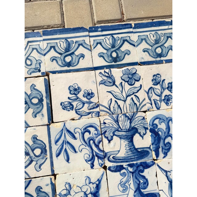 Antique 18th Century Portuguese Baroque Tiles With Flower Arrangement in Classical Urn For Sale - Image 13 of 16