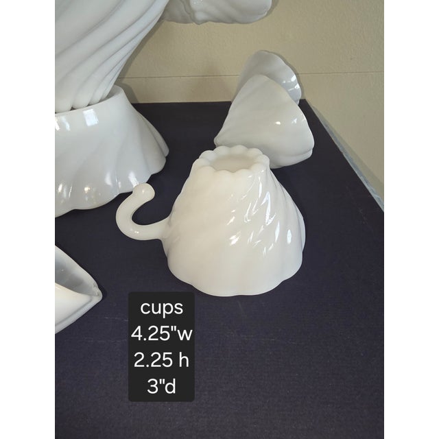 Milk Glass Swirl Pattern Punch Set For Sale - Image 15 of 16