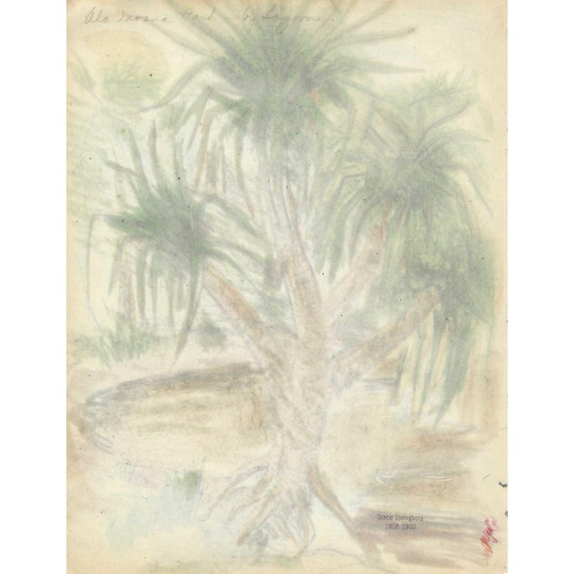 Grace Spongberg (American, 1906-1992) "Ala Manoa Park - by Lagoon" oil pastel on paper, titled and estate stamp on...