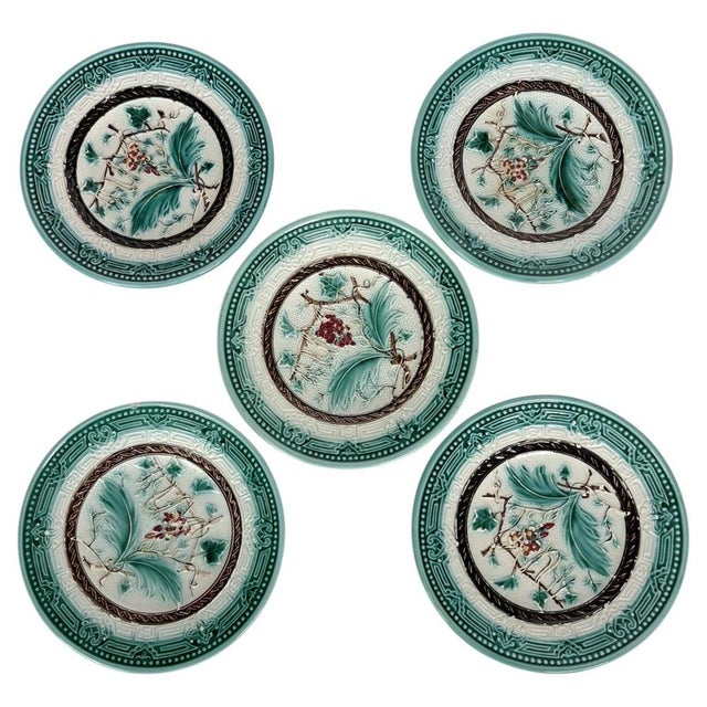 Majolica Plates, France, 19th Century, Set of 5 For Sale - Image 14 of 14
