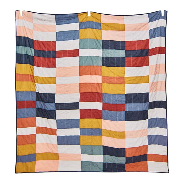 Anchal Multi-Check Patchwork Quilt Bedding, King Size For Sale