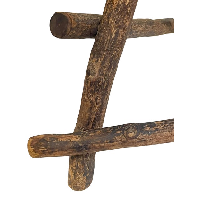 Antique Adirondack Twig Side Table With Natural Edge Top – Rustic Folk Art Cabin Style For Sale - Image 11 of 17