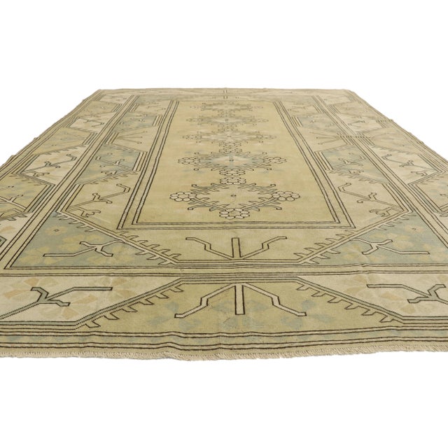 Traditional Mid 20th Century Vintage Turkish Oushak Rug, 08'10 X 11'08 For Sale - Image 3 of 9