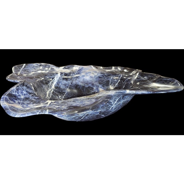 French Country Stunning Blue Sodalite Stone Bowl For Sale - Image 3 of 4