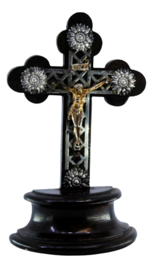 Wooden Crucifix with Christ in Silver and Applications