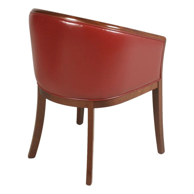 1930s Set of Art Deco Walnut & Bordeaux Leatherette Armchairs, 1930s For Sale - Image 5 of 10